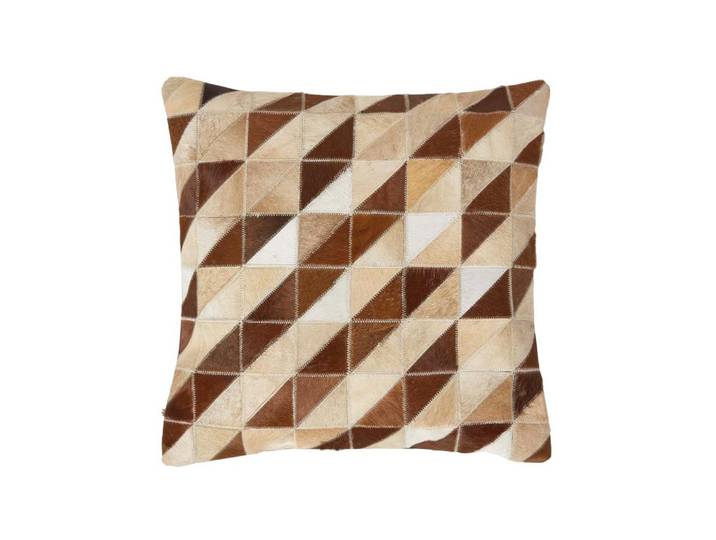 PATCHWORK-KISSEN Fell & Leder 45/45 cm geometrisch