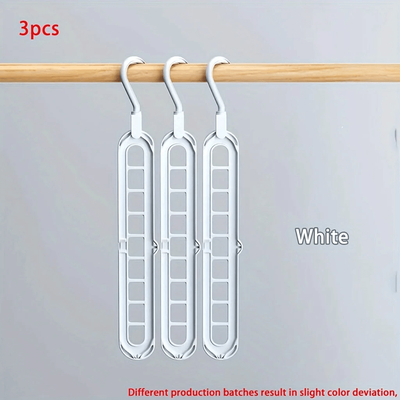 Inspire Essentials Foldable Space Saving Clothes Hangers With 9 Slots Heavy Duty Closet Organizer Set white