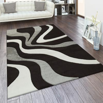 Paco Home Designer Area Rug with Contour Cut and Modern Wave Pattern