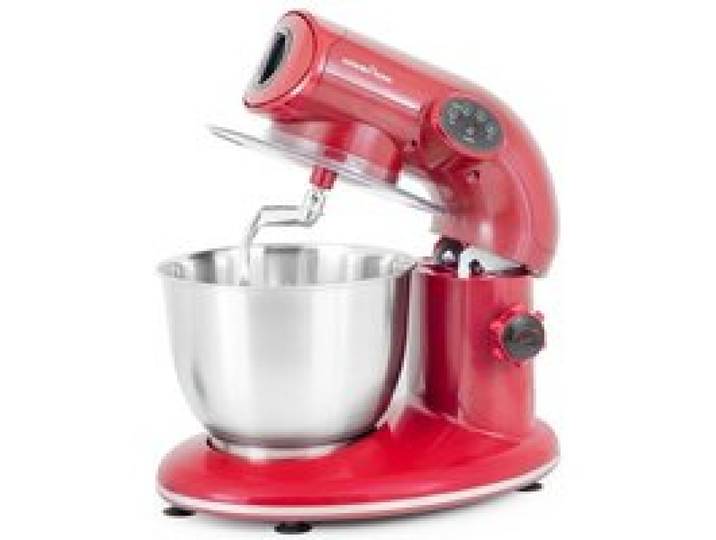 KITCHEN COOK Robot Pétrin AK80 RED V2 - 1000W - Bol Inox 5L pour 2kg max - 4 vitesses - Kit pâtisserie - Robuste et maniable