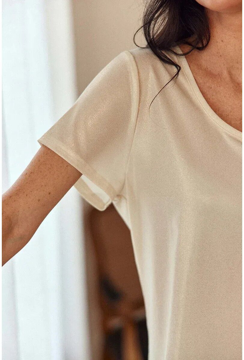 LA PETITE ETOILE T-shirt col rond en maille brillante, TIA