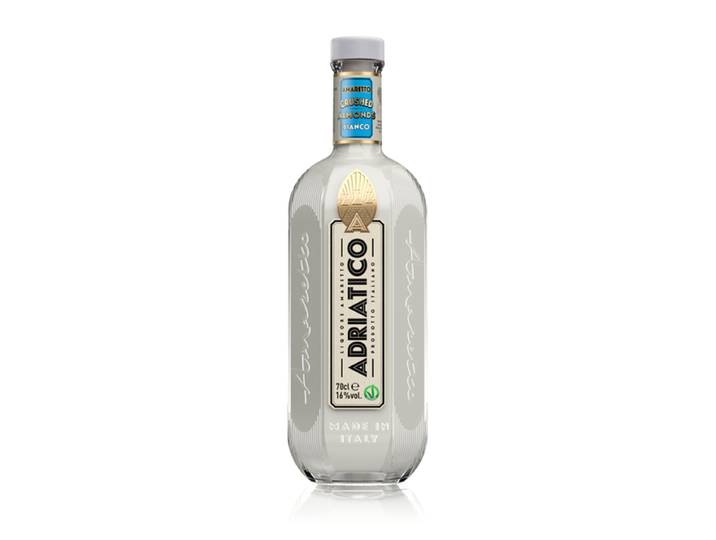 ADRIATICO - Amaretto Bianco - Liqueur - 16% Alcool - Origine : Italie - Ingrédients 100% naturels &amp; Vegan - Parfait en cocktail Amaretto Sour - Notes d'Amandes fraiches - 70 cl