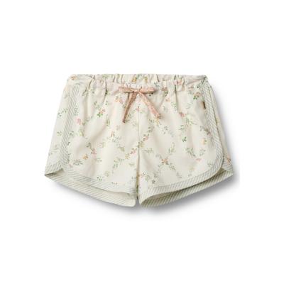 Shorts WHEAT "WHEAT Kurze Hosen Inger", Mädchen, Gr. 98, Normalgrößen, beige (ivory checked flowers), 100% Baumwolle, geblümt, normal, Hosen Shorts