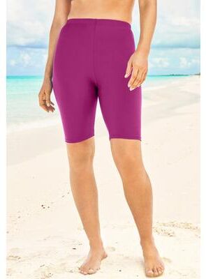 High-Waist Full-Coverage Swim Bike Short by Swim 365 in Fuchsia (Size 44) Swimsuit Bottoms