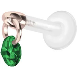 PTFE Labret mit Innengewinde + Titan-Aufsatz RUNDER KRISTALL