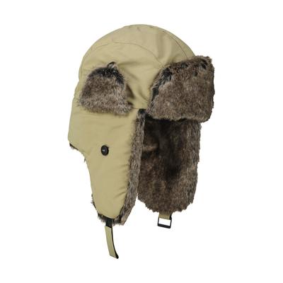 Ohrenmütze LERROS "Trappermütze aus Kunstfaser mit softer Fell-Fütterung", Herren, Gr. PCK, beige (gravel beige), Kunstfaser, Mützen