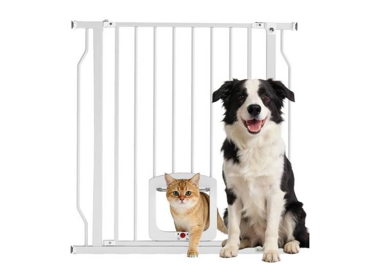 FELIXLEO Treppenschutzgitter Treppenschutzgitter Türschutzgitter mit Katzenklappe ohne Bohren 75 85 (1 St)