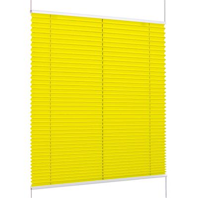 Plissee K-HOME "FLORIDA Stripe mit patentiertem Design, ohne Bohren, Klemmfix", gelb (gelb, weiß, weiß), B:65cm H:130cm, Obermaterial: 100% Polyester, Plissees, patentiertes Design