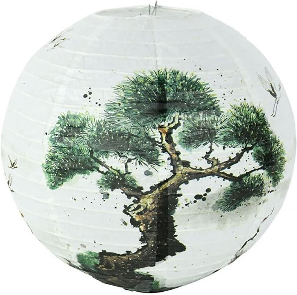 Ronde Papieren Lantaarn in Chinese Oriëntaalse Stijl - Wit - 30 cm