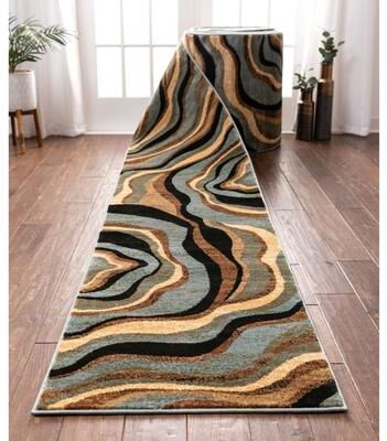 Well Woven Custom Size Runner Barclay Nirvana Waves Modern Hallway Stair Rug