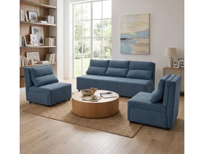 Family Meble Kimo Sitzgruppe, Sofa und 2 Sessel – Marineblau – 5