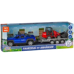 Müller - Toy Place - Fahrzeug mit Anhänger und Radlader Die Cast Metal Light & Sound, Geschenk für Kinder ab 5 Jahren