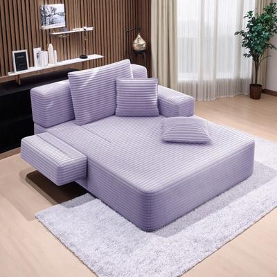 ZWYO HOSIMU "60.2"" Corduroy Convertible Sofa Bed with Plush Cushion & Storage Pocket for Apartment Guest Room"