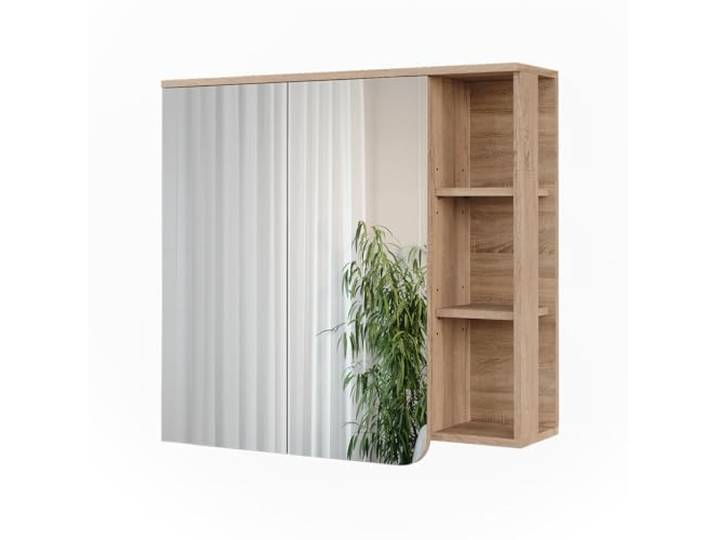 Vicco Badspiegelschrank Karen , Sonoma 80 x 75 cm 2 Türen · 6 Ablagefächer · Offener & geschlossener Stauraum · Kosmetik griffbereit · Über dem Waschbecken