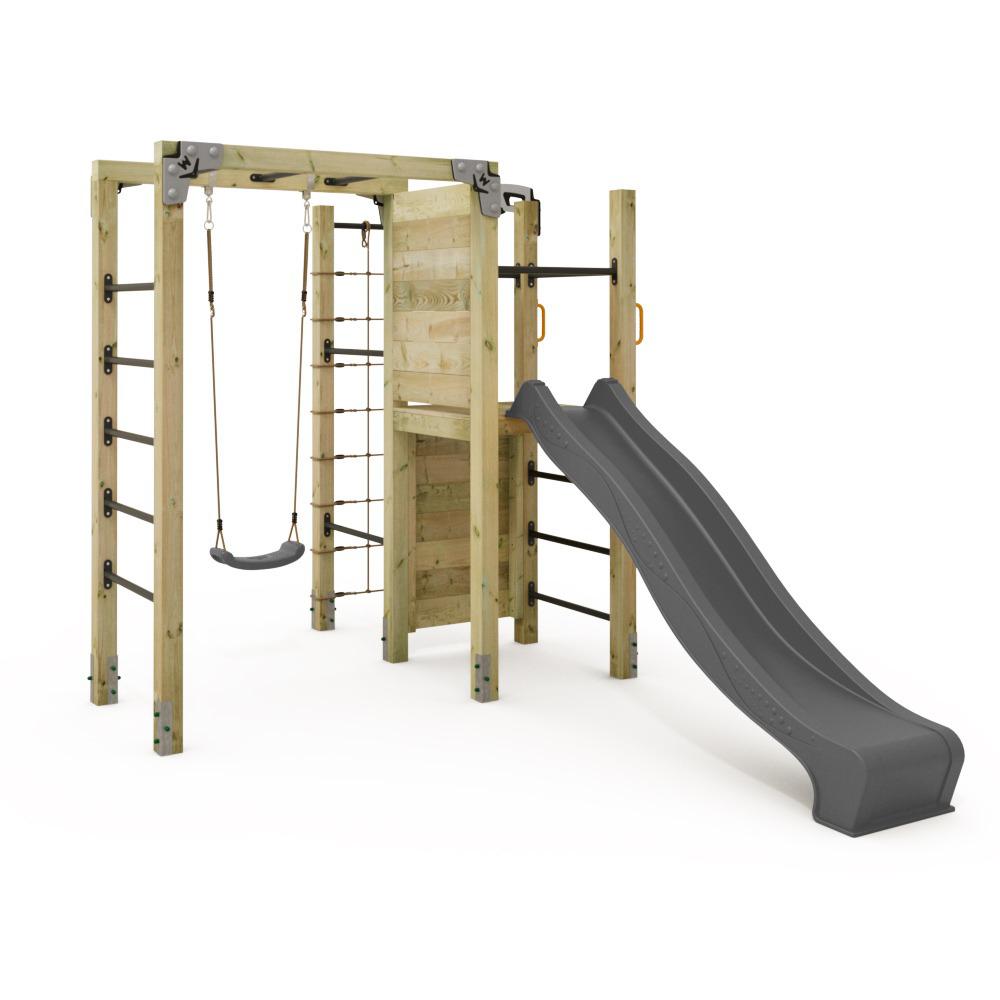 FIT Cross 872 Klettergerüst mit Klimmzugstange - Hangelleiter für Garten Training - Massivholz Fitnessanlage für Familie - Outdoor Sport Wickey