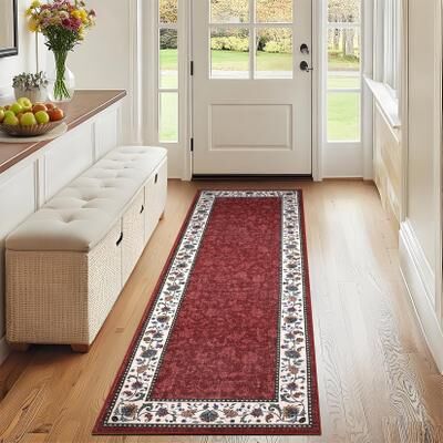Garvee Traditional Floral Bordered Area Rug
