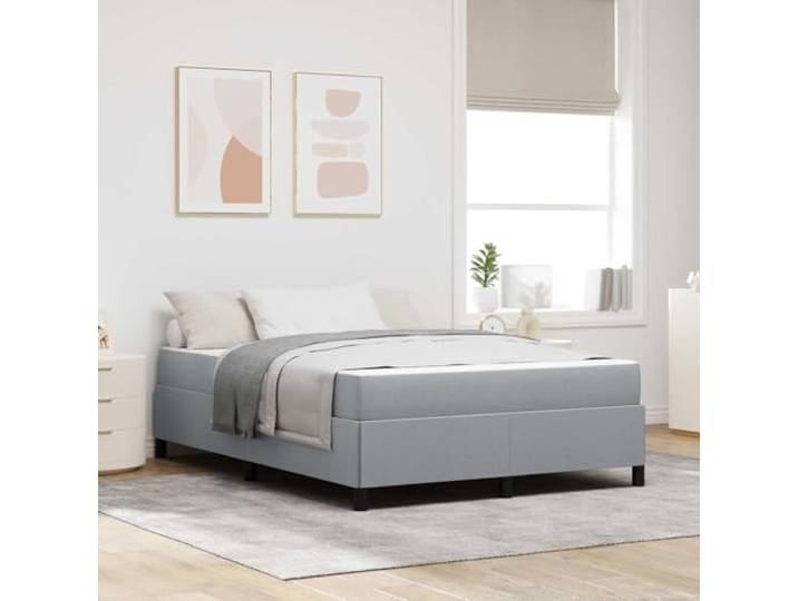 KTHLBRH Boxspringbett hellgrau 140 x 200 cm Stoff Technisches Holz, mittlere Matratze, fester Lattenrost, 280 kg