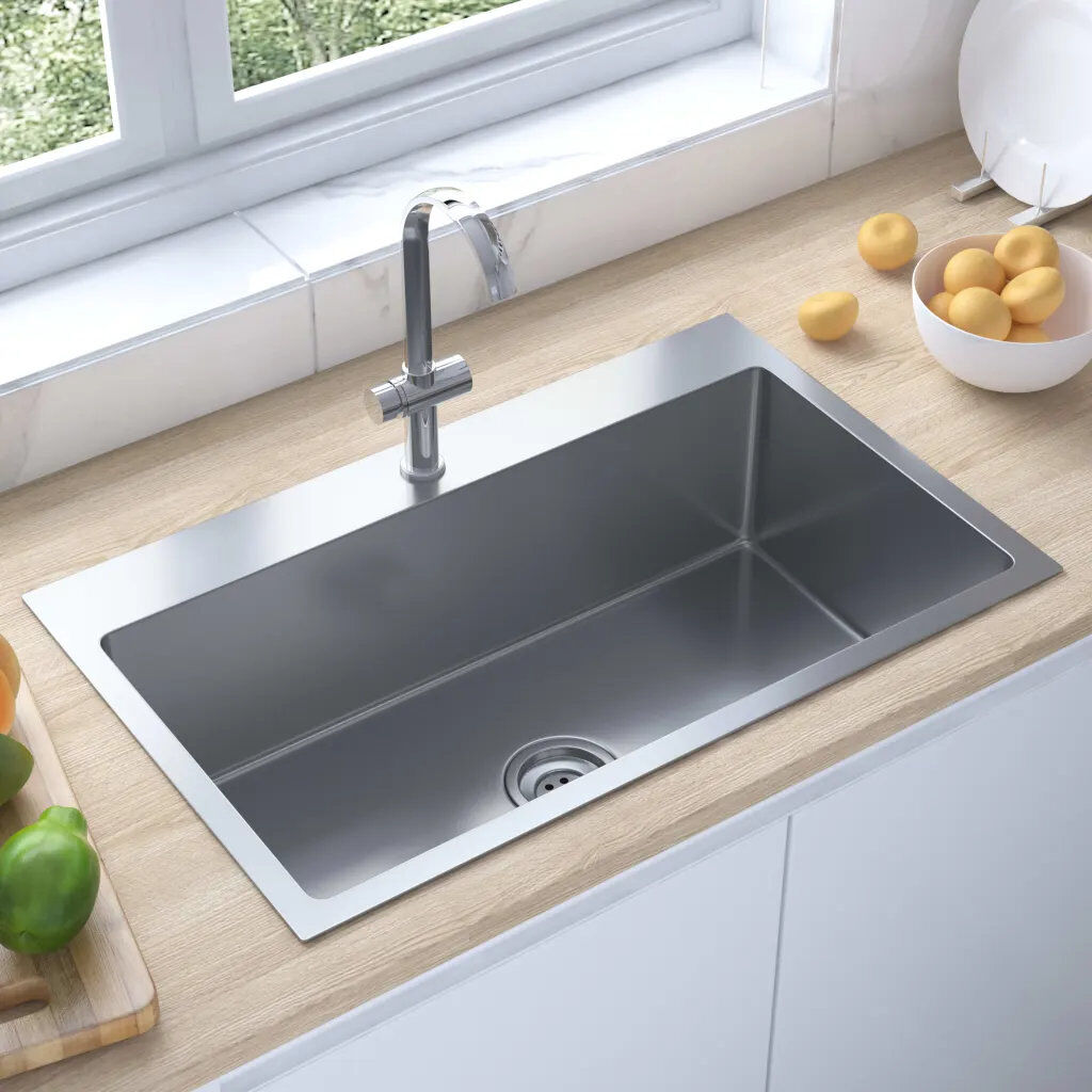 Belfry Kitchen Medora Handmade Kitchen Sink Stainless Steel Silver 700mm L