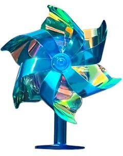Inspired Living Wind Powered LED Car Ornament Spinning Windmill Roof Decoration For Cars And Motorcycles blue