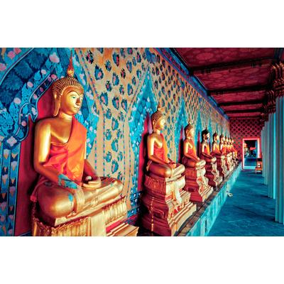 Fototapete PAPERMOON "Golden Statues of Buddha", bunt, B:5m L:2,8m, Vlies, Tapeten