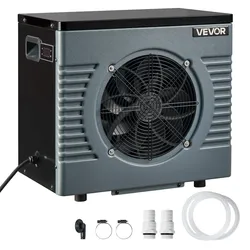 VEVOR Pool-Wärmepumpe 4160 W Nennleistung, Elektrische Poolheizung für Aufstellpools bis 15 m3, Max. COP 5,14, Geräuscharm, FI-Schutzschalter, Heiztemperatur 15–40 °C, Heiz- & Kühlmodus