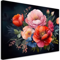 WANDBILD farbige blumen pflanzen