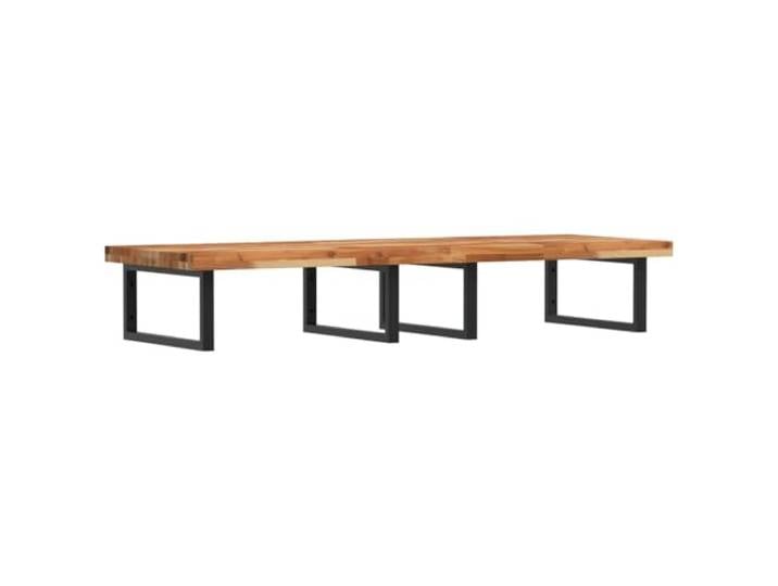 WEMYUFURN Waschbeckenregal Wandmontage aus Stahl und Akazienholz Schweberegal, rechteckige Stahlhalterungen, massives Akazienholz, Ablage für Waschtisch, Handtuchaufhängung, Bad