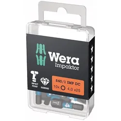 WERA Impaktor-Bit 1/4" Innensechskant SW 4x25mm hex-Plus 10er Pack 840/1