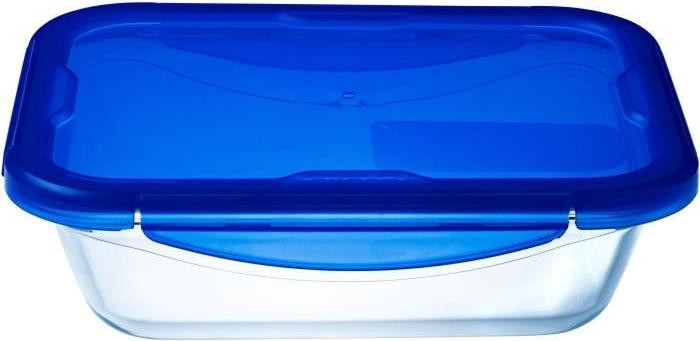 Pyrex Cook & Go rechthoekige bewaardoos met deksel, 800 ml, borosilicaatglas