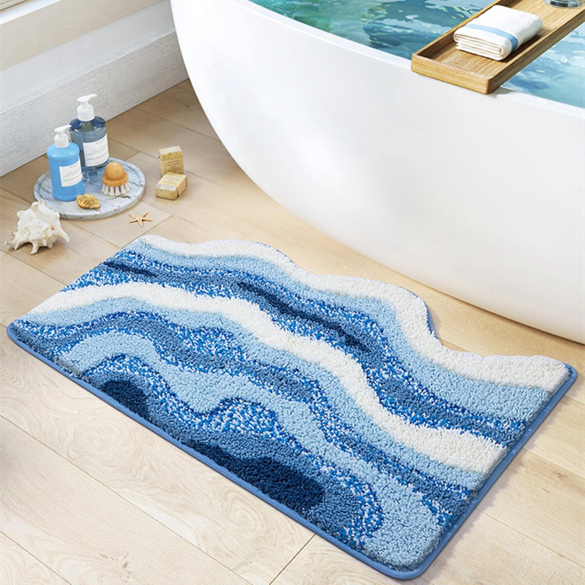 Merkloze absorberende microvezel badmat met antislip achterkant voor badkamer en woonkamer, 50 x 80 cm
