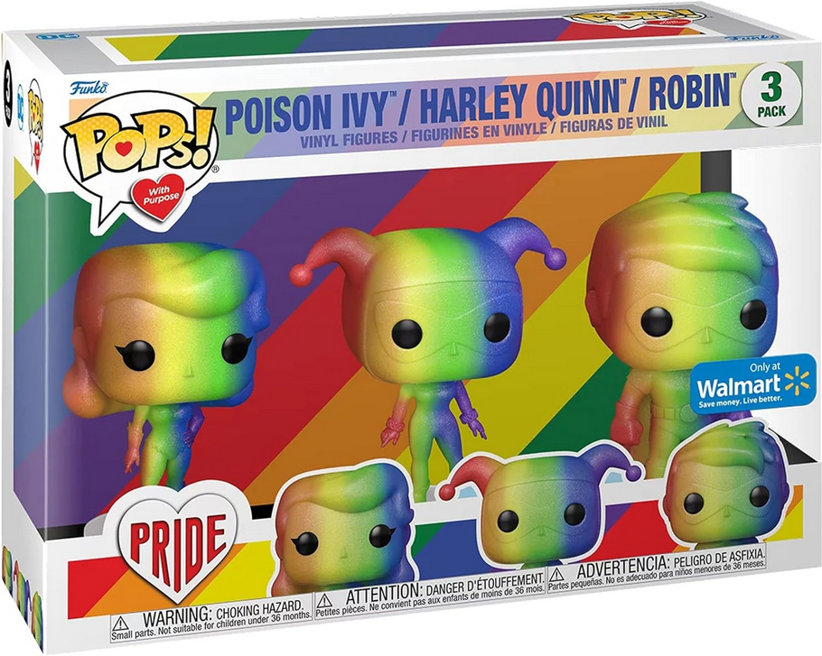 Funko Pops! with Purpose DC Pride: 3-Pack Heroes - Poison Ivy, Harley Quinn,