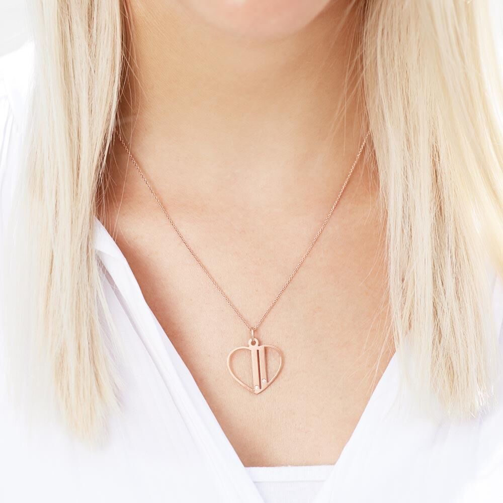 Unique Gravur Anhänger Herz aus 925er Silber, rosé Zirkonia rosé