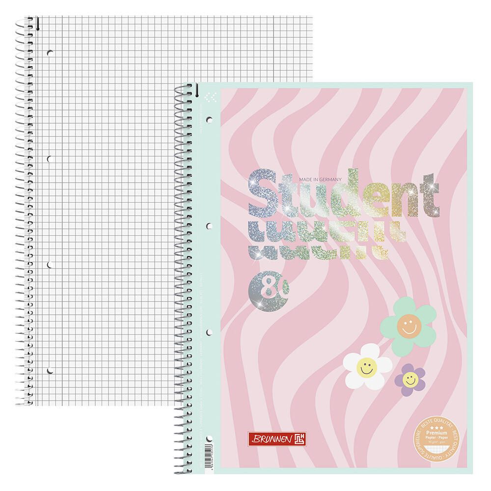 BRUNNEN Collegeblock Premium Student Happy Hippie DIN A4 kariert 1067928422
