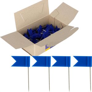 Böttcher-AG Markierungsfahnen blau, Fahne 17x10 mm, für Landkarte & Pinnwand 100 Stück