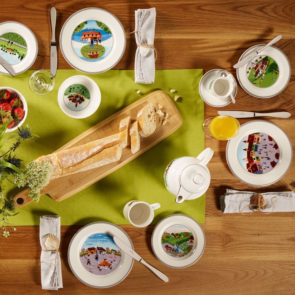 Brotteller VILLEROY & BOCH "Brotteller Feldarbeit Design Naif ø 17 cm bunt", bunt, Speiseteller, Brotteller