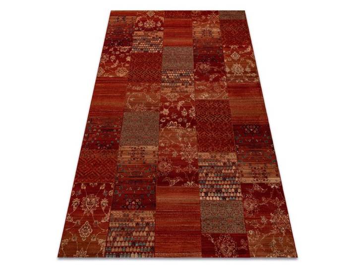 Tapis en laine KASHQAI 4327 300 Patchwork bordeaux - 200x300 cm