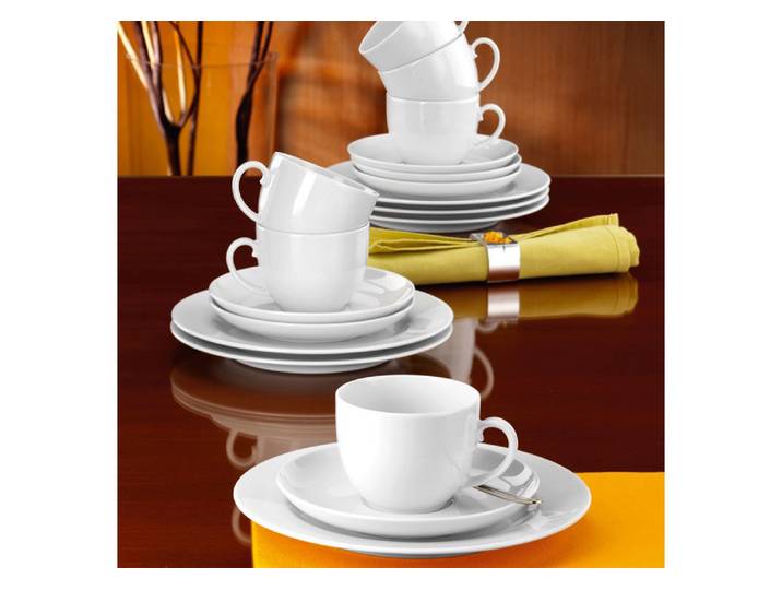 Geschirr-Serie Rondo/Liane weiß - Kaffeeservice 18tlg.