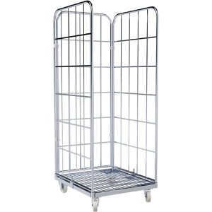HMH Rollbehälter Nutzhöhe 1660mm, verzinkt, Stahlbodenplatte 710 x 800mm, 3-seitig