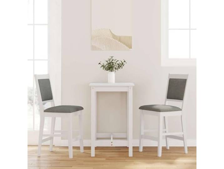 VIHHQGC Barhocker mit Kissen 2 STK. Weiß Massivholz Gummibaum 2er Set, Gummibaum-Massivholz, Weiß, mit Kissen, Rückenlehne, Esszimmer, Wohnzimmer, stoßfest, langlebig