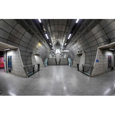 Fototapete PAPERMOON "Bahn Station", bunt, B:2,5m L:1,86m, Vlies, Tapeten
