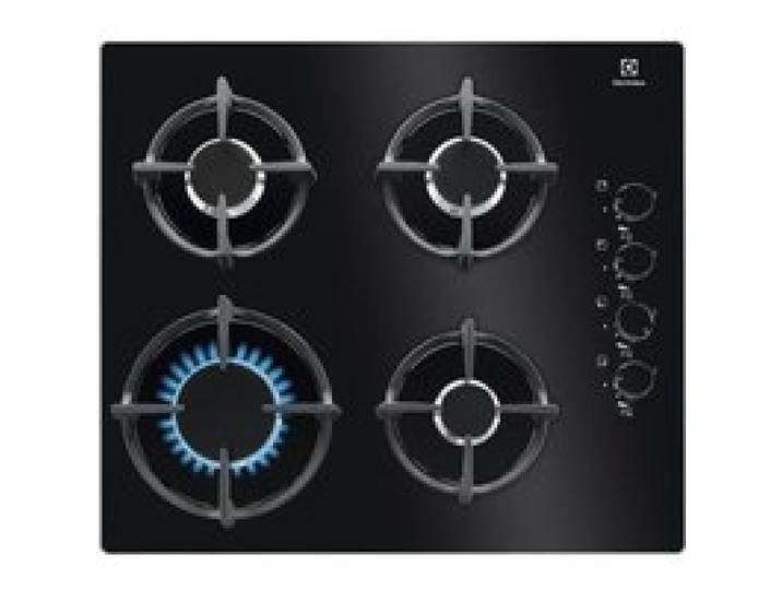 Plaque de cuisson à gaz - Electrolux - EGG6407K - Verre trempé - Allumeur intégré - Grilles en fonte