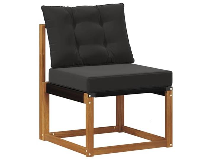 KTHLBRH Sofa-Set, 8-teilig, Akazie, Natur, Schwarz Massivholz, Textilene verblasst nicht, modular, abnehmbare Kissen, 306 x 187,5 x 73 cm