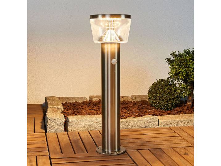 Antje LED Solaire Luminaire de Jardin w/Sensor Stainless Steel - Lindby - Terrasse - Moderne - Acier inoxydable - À ampoule unique