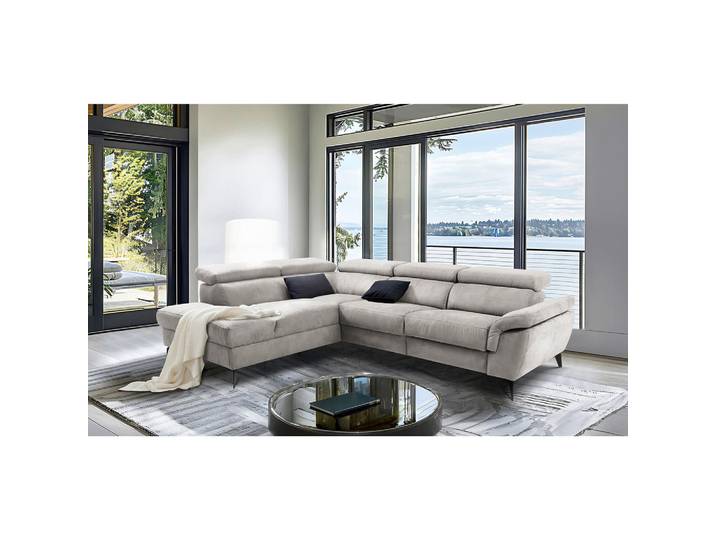 Livetastic Ecksofa Sono, Grau, Metall, 4-Sitzer, Ottomane links, L-Form, 265x210 cm, Rücken echt, motorische Relaxfunktion, Wohnzimmer, Sofas & Couches, Wohnlandschaften, Ecksofas