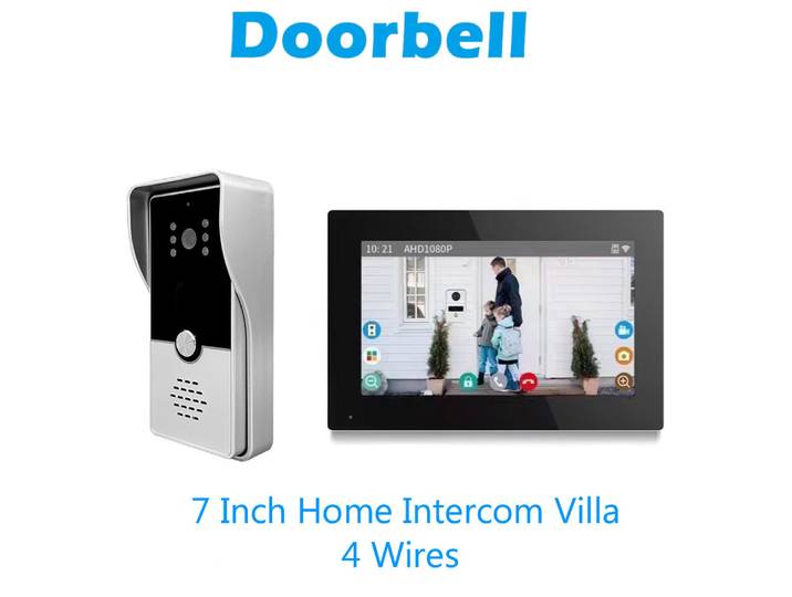 Système d'interphone vidéo avec moniteur d'intérieur de 7 pouces, interphone visuel, caméra, sonnette vidéo, Kits de visiophone pour maison, IP, Villa, appartement