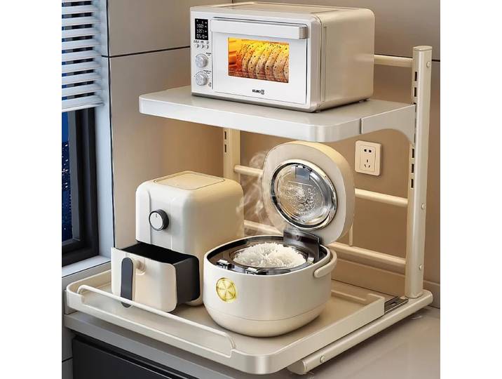 Étagère de four à micro-ondes extractible, étagère de cuisine, support de stockage d'épices autoportant, étagères de rangement pour appareils électriques, support de four