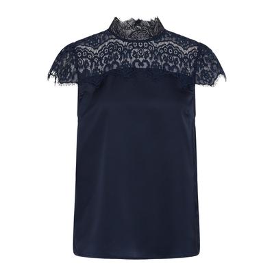 Kurzarmbluse SAINT TROPEZ "Saint Tropez Bluse kurzarm TeaganSZ", Damen, Gr. M, blau (night sky), Blusen