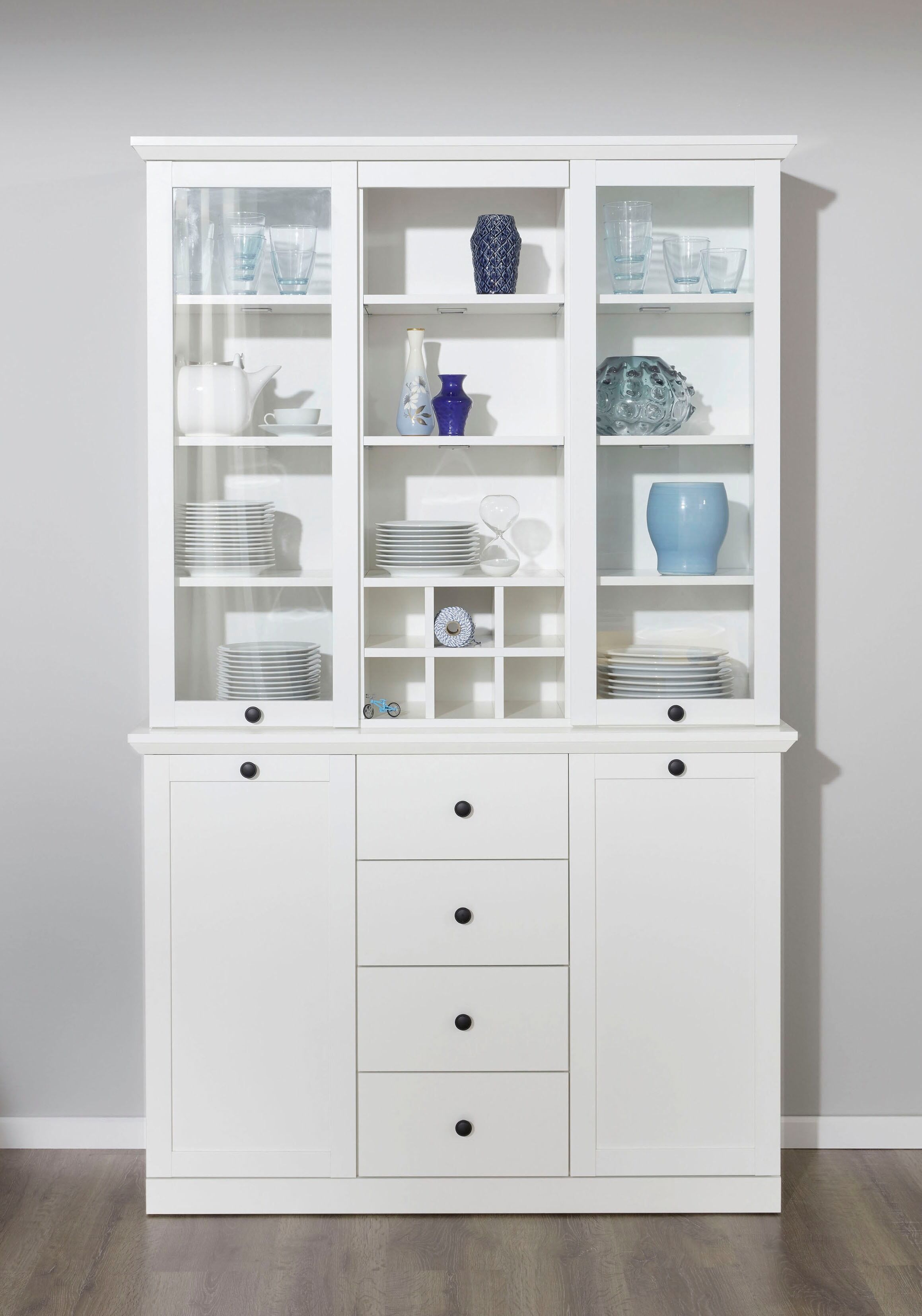 Buffet HOME AFFAIRE "Örebro", weiß, Schränke, Buffet, zeitloser Landhausstil, mit Vollauszug, Beleuchtung optional