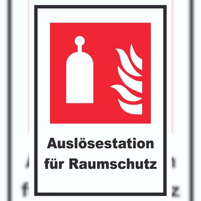 Auslösestation für Raumschutz Schild A3 Rückseite selbstklebend