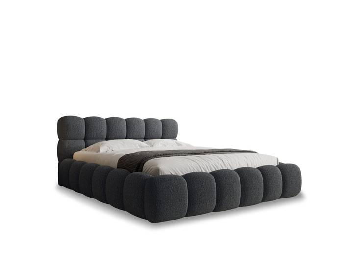 Lit coffre 180x200cm en bouclette gris foncé